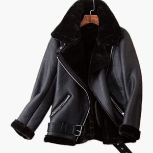 Faux Leather & Shearling moto jacket